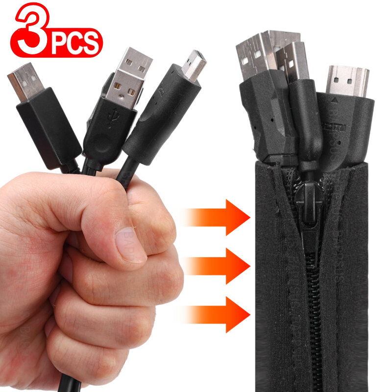 Zipper Cable Sleeve Flexible Nylon Cable Computer Harness Line Sheath Cord Organizer Wire Wrap Management Cord Hider Protector
