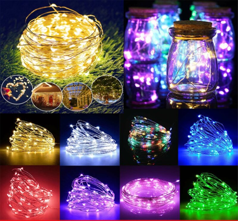 New 20-100 LED Fairy Lights String Battery Copper Sliver Wire Xmas Party