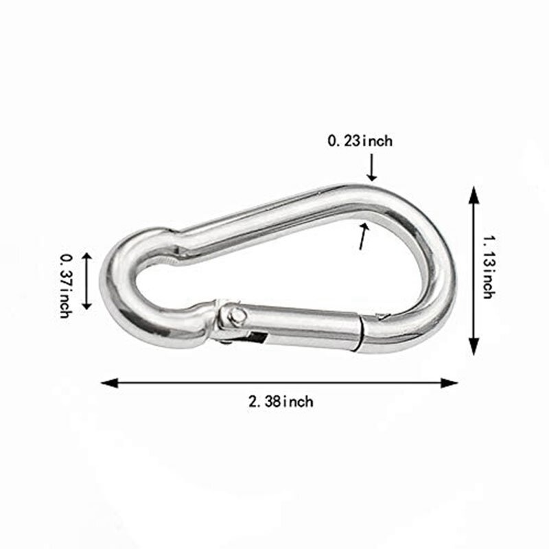 4Pcs M6 Spring Snap Hooks Heavy Duty Stainless Steel 304 Swing Set & 6Pcs Stainless Steel Spring Snap Hook Carabiner