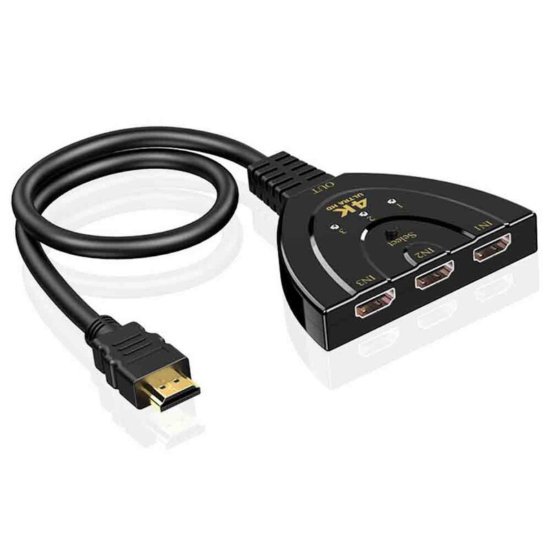 Conmutador compatible con HDMI KVM Splitter, 4K, 2K, 3D, 3 Entradas, 1 salida, Mini 3 puertos, concentrador de vídeo 1080P para DVD, HDTV, Xbox, PS3, PS4, nuevo