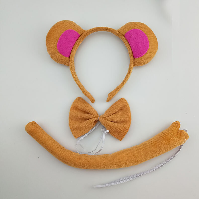 Erwachsene Kinder Plüsch Affe Ohr Stirnband Schwanz Krawatte Tier für Geschenk Geburtstags feier Cosplay Kostüm Weihnachten Halloween Kopf bedeckung