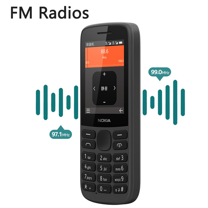 Nokia-215 Dual SIM Card Feature Phone, 4G Phone, 2.4 Polegada, Bluetooth 5.0, rádio FM sem fio, 1150mAh, botão de telefone móvel, original