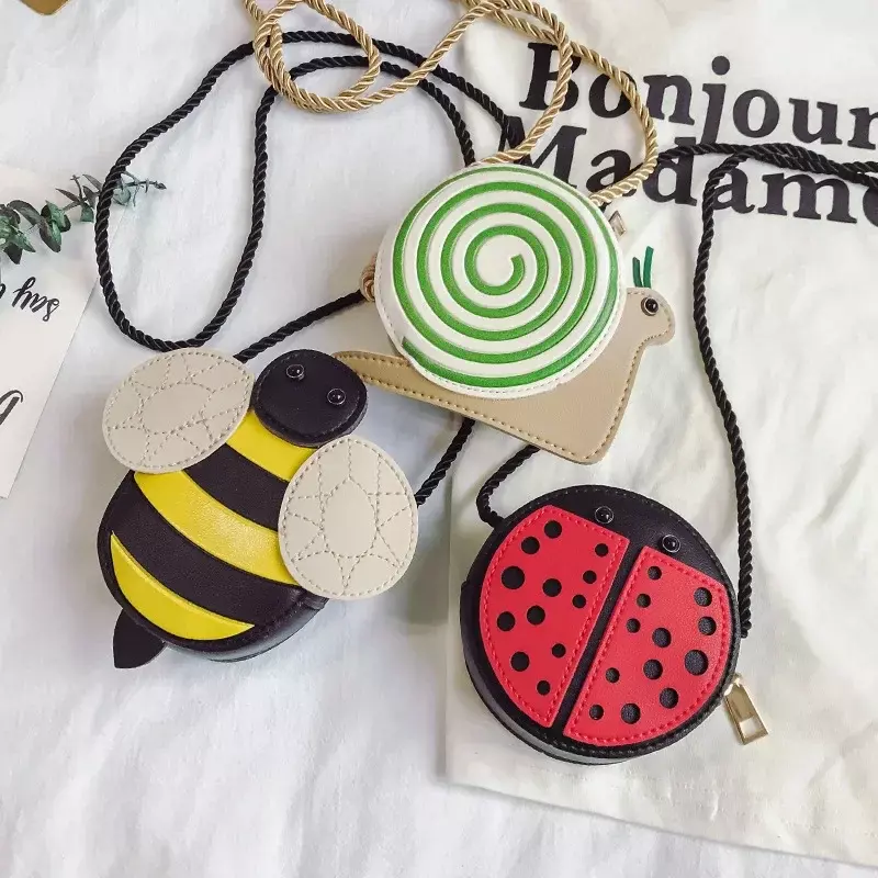 Tas Kurir Siput Kumbang Lebah Kartun Tas Tangan Dompet Koin Kulit PU Anak-anak Cantik Tas Bahu Aksesori Anak-anak Lucu