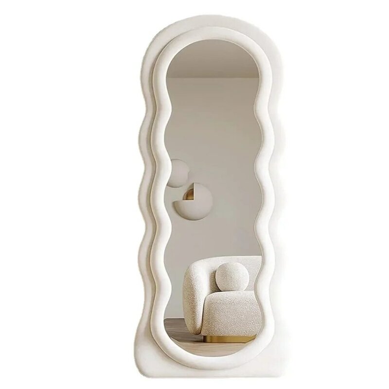 Espelho de flanela ondulado para quarto, corpo inteiro, padrão ondulado, móveis independentes para sala de estar, frete grátis