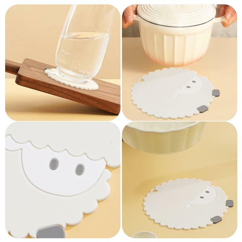 Creatieve Ronde Tafel Placemat Dikker Antislip Glas Coaster Schapenpatroon Pad Cartoon Warmte Isolatie Placemat Voor Cup Mat