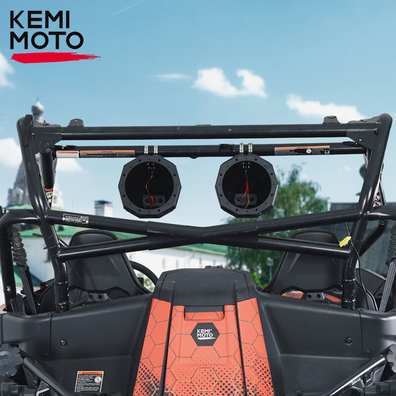 KEMIMOTO UTV 8inch Speaker Pod Enclosure For 1.5 - 2" Roll Bars For Can-Am Maverick X3 Universal For RV Car Boat Trunk