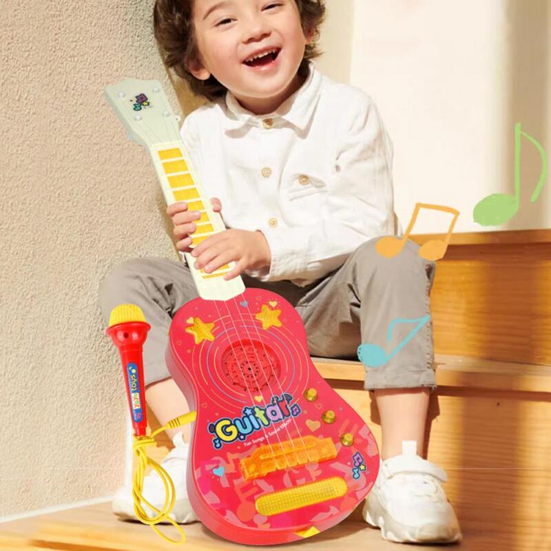 JEdos-Ensemble d'instruments de musique pour enfants, mini ukulélé, piano électrique, jouet avec lumière itude, sûr à jouer