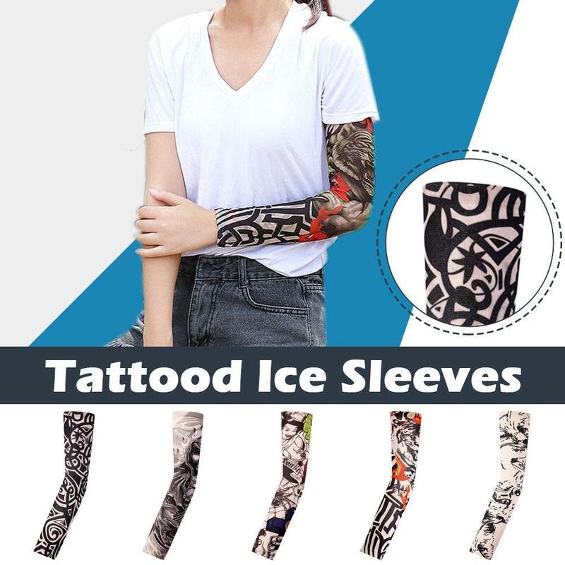 Protector solar Anti-UV para brazo de tatuaje, Mangas de hielo, Protector de brazos para pesca al aire libre, bloque UV, decoración de tatuaje para acampar