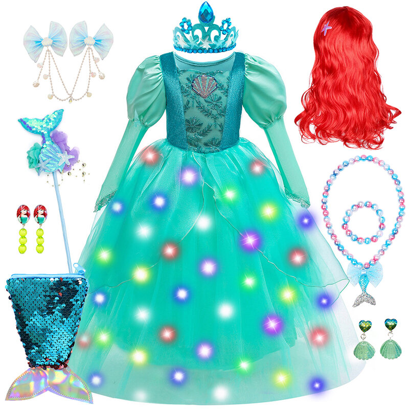 Meisjes Zeemeermin Cosplay Jurk Prinses Kostuum Ariel Kleding Kerst Carnaval Maskerade Feest Elegante Jurk Kinderen Verjaardag Outfit