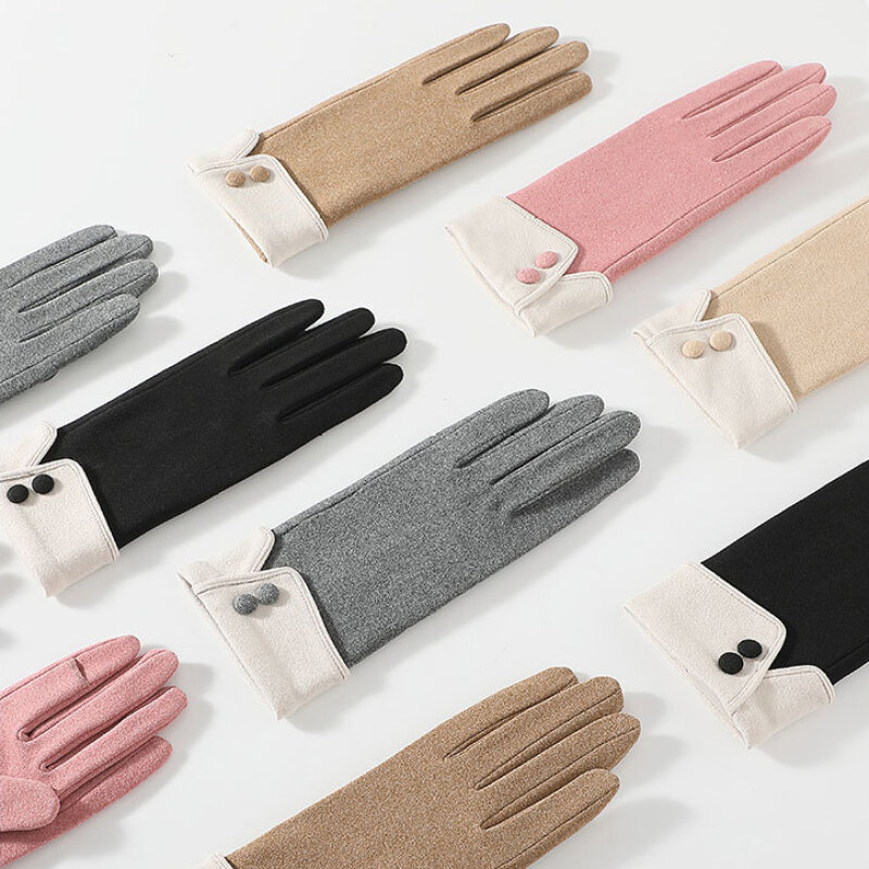 Осенне-зимние женские тонкие теплые однослойные ветрозащитные Модные Простые эластичные перчатки для вождения и работы с сенсорным экраном