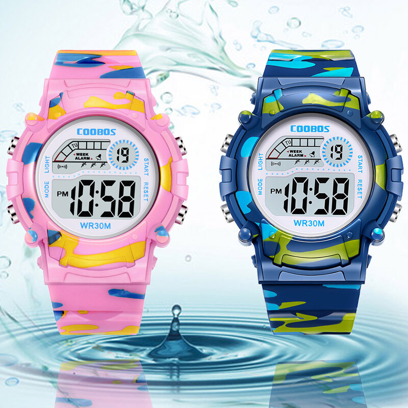Новые военные часы для детей, для мальчиков и девочек, спортивные светящиеся водонепроницаемые часы с будильником и датой для студентов, электронные часы
