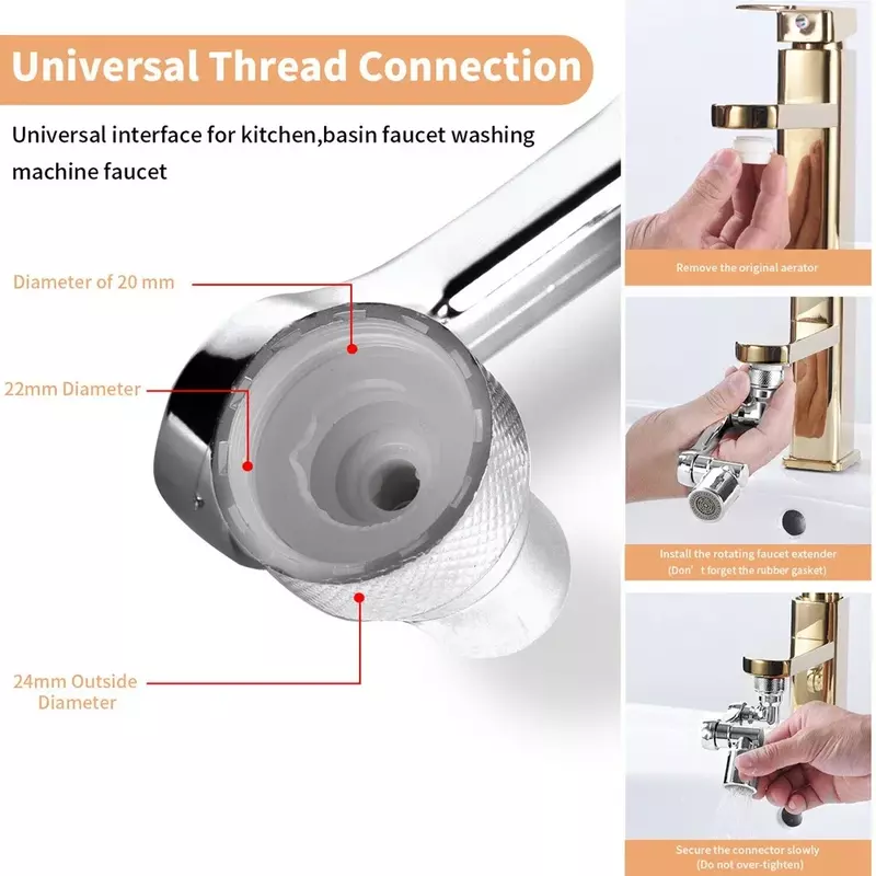 Rotatable Scalable Metal Faucet Aerator Bathroom Tap Splash-proof Bubbler Faucet Filter Nozzle Tap Saving Water Extender