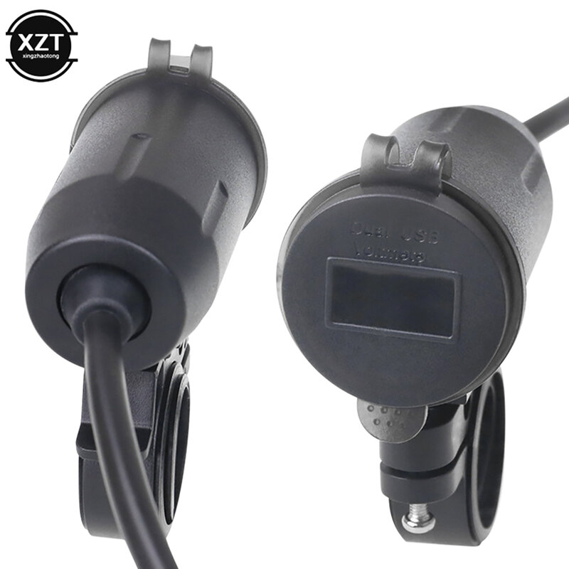 Pengisi Daya Dimodifikasi Sepeda Motor USB Ganda QC3.0 LED Voltmeter Tampilan Soket Pengisi Daya USB Ganda Aksesori Modifikasi Suku Cadang Motor