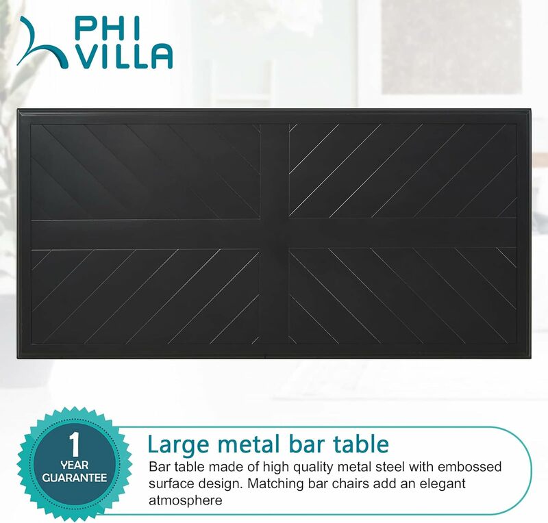 Mesa y sillas de mostrador para exteriores, sillas de Bar giratorias con cojín y asientos, mesa de bar Rectangular de Metal, juego de comedor para Patio