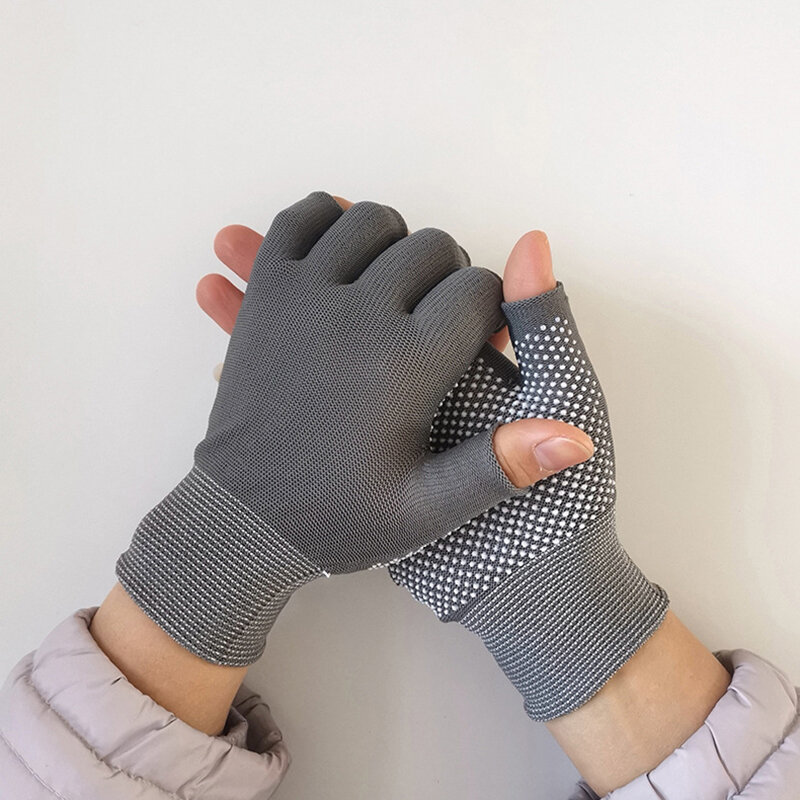 Guanti neri senza dita con mezze dita per guanti da polso in cotone lavorato a maglia di lana da donna e da uomo