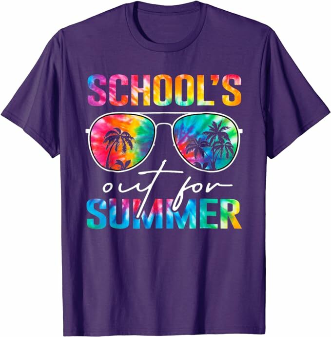 Schools Out for Summer Tie Dye Last Day of School Teacher T-Shirt Schoolwear Outfit Humor Funny Graduate Tee Top Graduation Gift