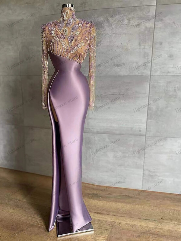 Hübsche Abendkleider glamouröses Ballkleid voller Ärmel Satin Ballkleider Spitzen applikationen boden lange Roben Vestidos de Gala