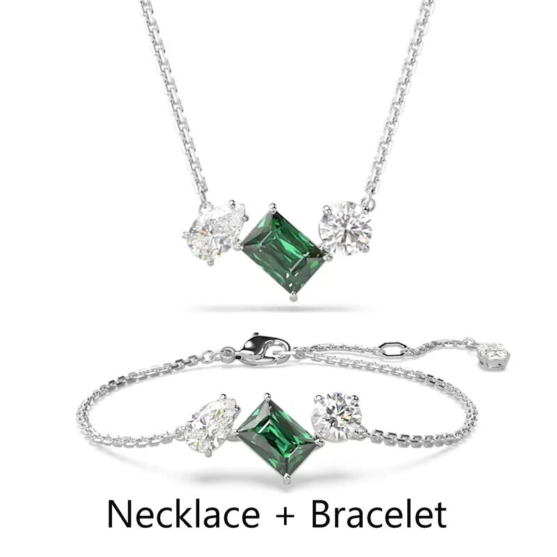 2024 Original Fine Jewelry Set Mesmera Luxury White Zircon Crystal Necklace Earrings Bracelet Ring Charming Women's Wedding Gift