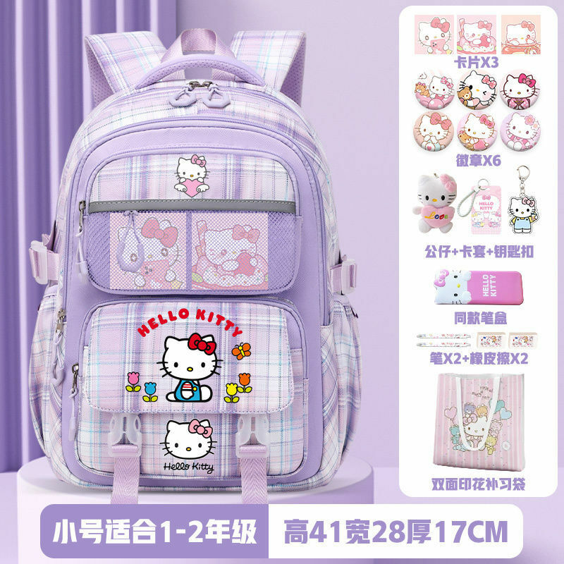 Sanrio Hello Kitty Hello Kitty Schoolbag para crianças, mochila dos desenhos animados femininos, estudante grande capacidade, novo