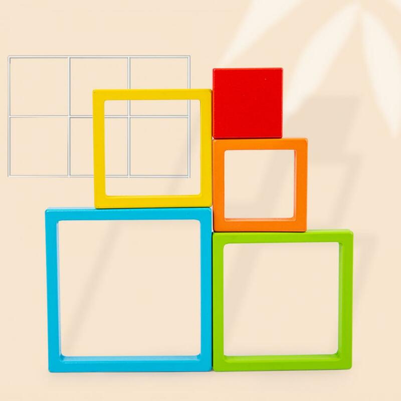 Blocchi di colore arcobaleno in legno blocchi di costruzione geometrici in legno colorato per bambini giocattolo di Puzzle di cognizione di forma educativa per i primi tempi