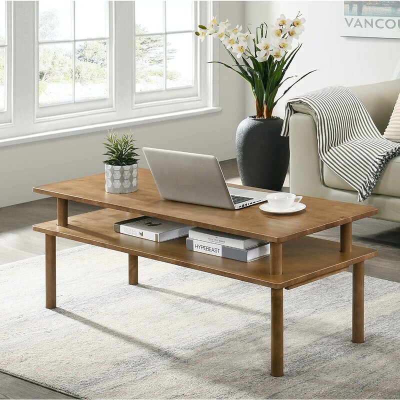 Mesas de café de madeira com armazenamento, mesa central moderna, mobília da sala, 3 em 1, 47"