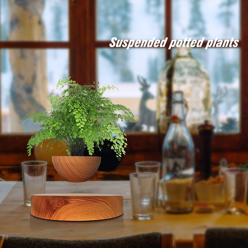 Maceta de planta flotante magnética, levitante bonsái, maceta creativa para Mini planta, regalo flotante inteligente, luz nocturna flotante