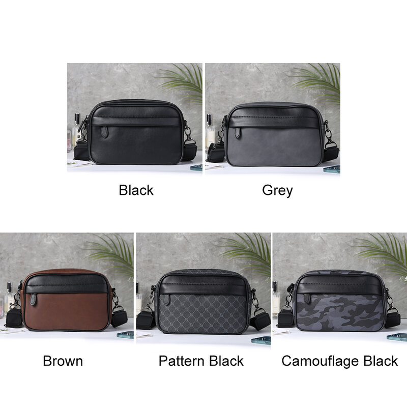 Bolsa Crossbody de couro para homens, bolsa de ombro de designer de luxo, bolsa quadrada pequena para viagens, padrão clássico