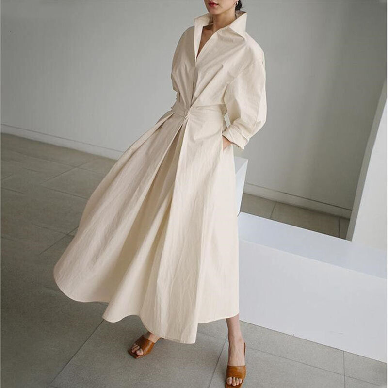 5XL Autumn And Winter Plus Size Women's Clothing 2022 New Fashion Street Casual Coat Button Lapel Belt Swing Dress Solid Coat