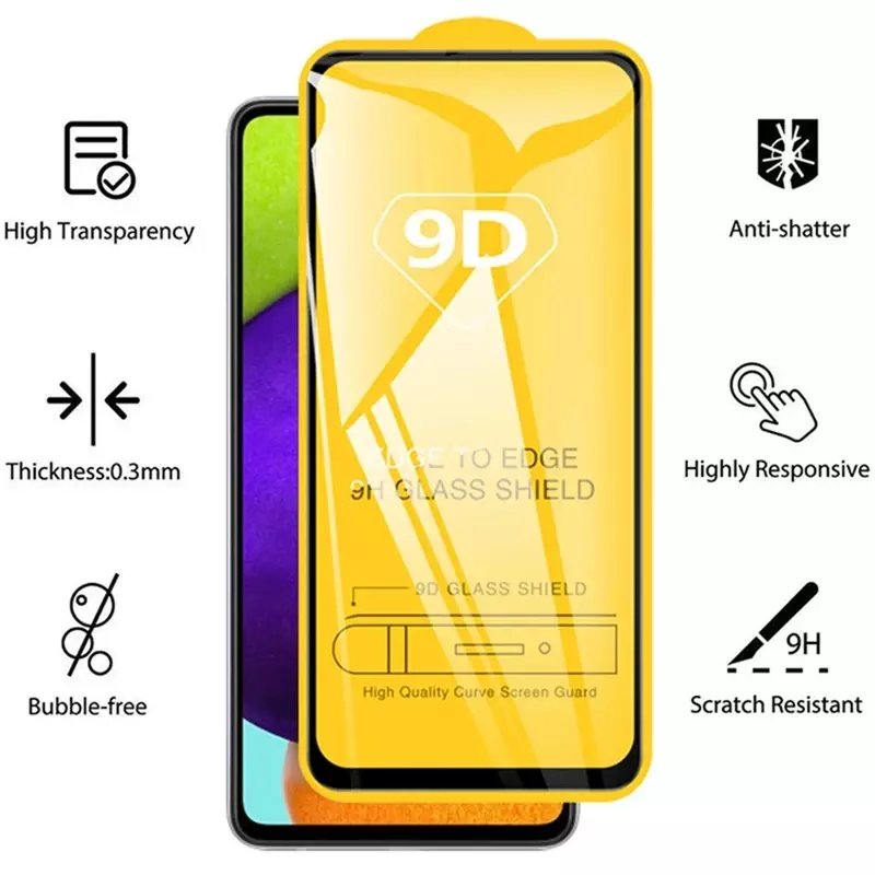 Закаленное стекло 9D для Samsung, защитная пленка для экрана 4 шт., для A13, A53, A52, A32, A12, A23, A51, A52S, A72, A33, A21S, Galaxy S20FE, S22, S23 Plus, S10E