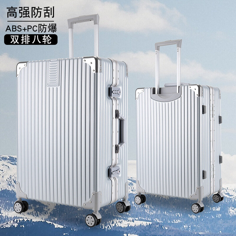 PLUENLI Luggage Trolley Case Female Universal Wheel Vintage Zipper Luggage and Suitcase Male Password Leather Case Trunk