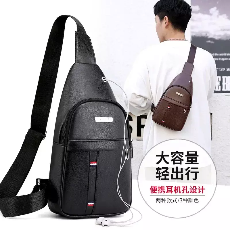 Outdoor Case Multifunction Shoulder Bag Men Business Crossbody Bags USB Charging Design Chest Bag Waterproof Chest Handbag