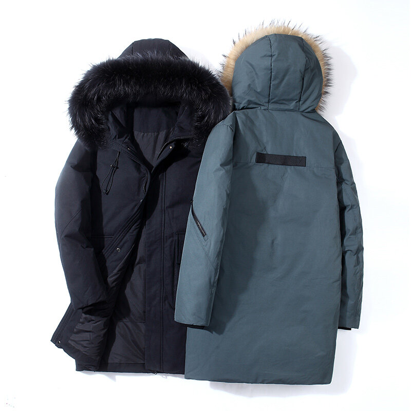 2021 새로운 망 겨울 긴 후드 티크 다운 코트 패션 따뜻한 파커 재킷 남자 Windproof 따뜻한 고품질 다운 재킷