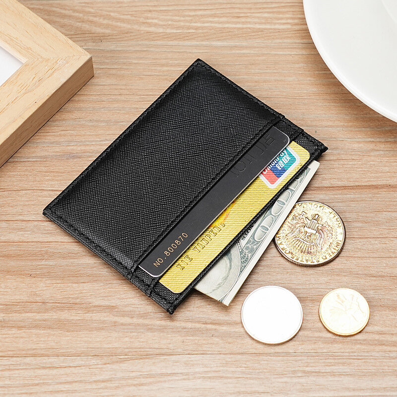 Tarjetero de piel sintética para mujer, billetera delgada, funda para tarjeta de crédito, Mini monedero de moda, monedero de Color sólido, bolsillo para dinero