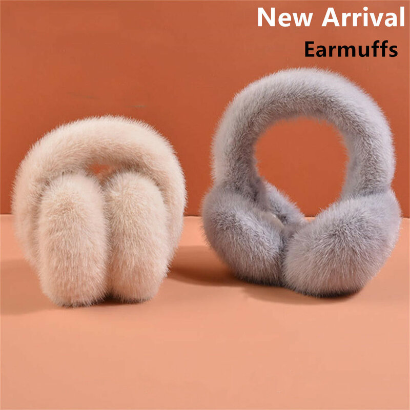 Soft Plush Ear Warmer Winter Warm Earmuffs for Women Men Foldable Solid Color Earflap Outdoor Cold Protection Ear-Muffs Ear Cove