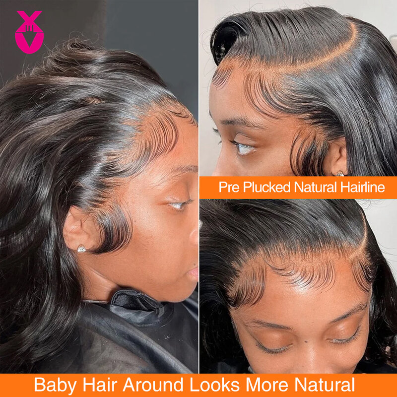 Perruque Full Lace Wig Body Wave Brésilienne Naturelle, Cheveux Humains, Transparent HD, 13x4, 30 Pouces, pour Femme Africaine