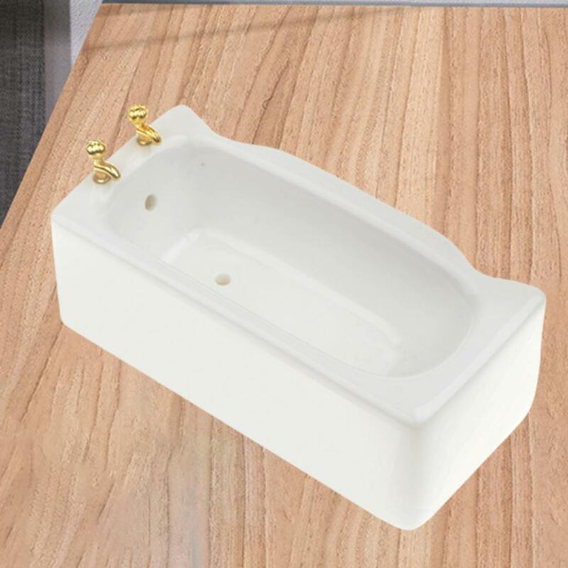 Bak mandi furnitur kamar mandi porselen/12 miniatur rumah boneka putih