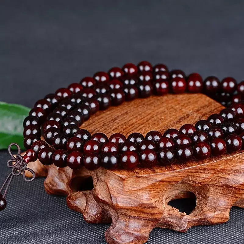 Индийский браслет Mencheese Lobular из красного сандалового дерева, браслет высокой плотности из старого материала Venus 108, браслет из сандалового дерева