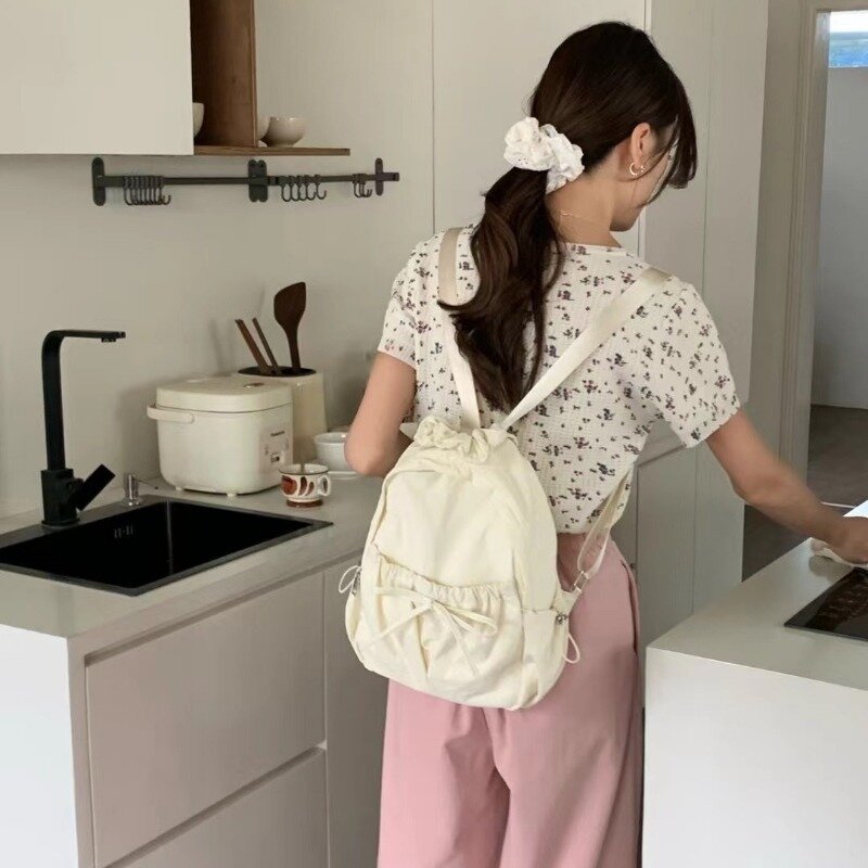 Xiuya Korean Style Womens Backpack Aesthetic Fashion Elegant Students Small Travel Backpack Lightweight Casual Luxury Female Bag