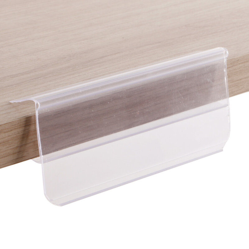 Soporte de etiquetas de plástico transparente para estante, letrero de estante y soporte de boletos, Clips en estantes con pinza de espesor de 20-25mm, 4x8mm