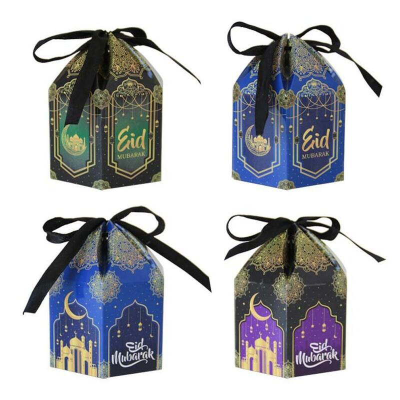 Eid Al-fitr Gift Bag, Caixa de Embalagem de Doces e Biscoitos, Ramadan Kareem, Decoração do Partido Muçulmano Suprimentos, Eid Mubarak, 1Pc, 24 Pcs