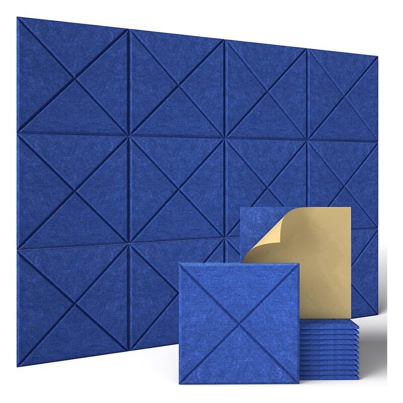 12 Pack X-Lined Acoustic Panels With Self-Adhesive Sound Absorbing Tile For Home&Offices