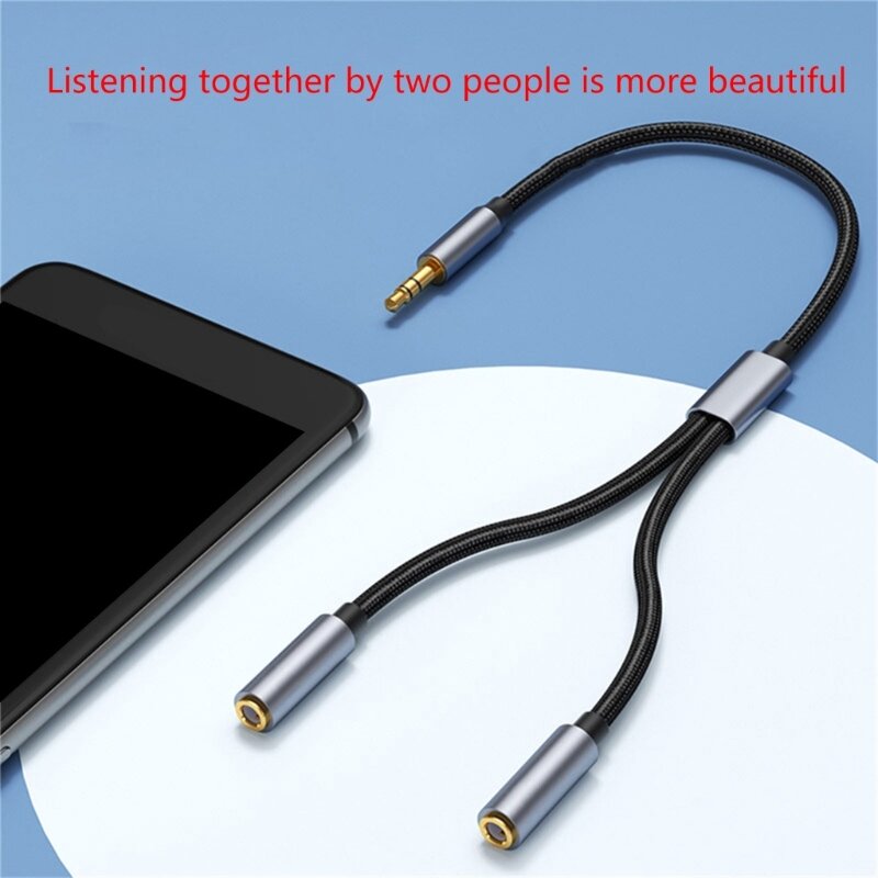 Cable de extensión auxiliar macho a 2x hembra, divisores de auriculares para conectar y escuchar juntos, 25CM/3,5 CM, 112mm