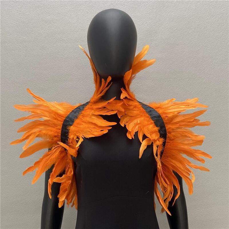 Длинная шаль из искусственного меха, Готическая шаль с перьями, шаль для выпускного вечера, аксессуары для костюма на Хэллоуин