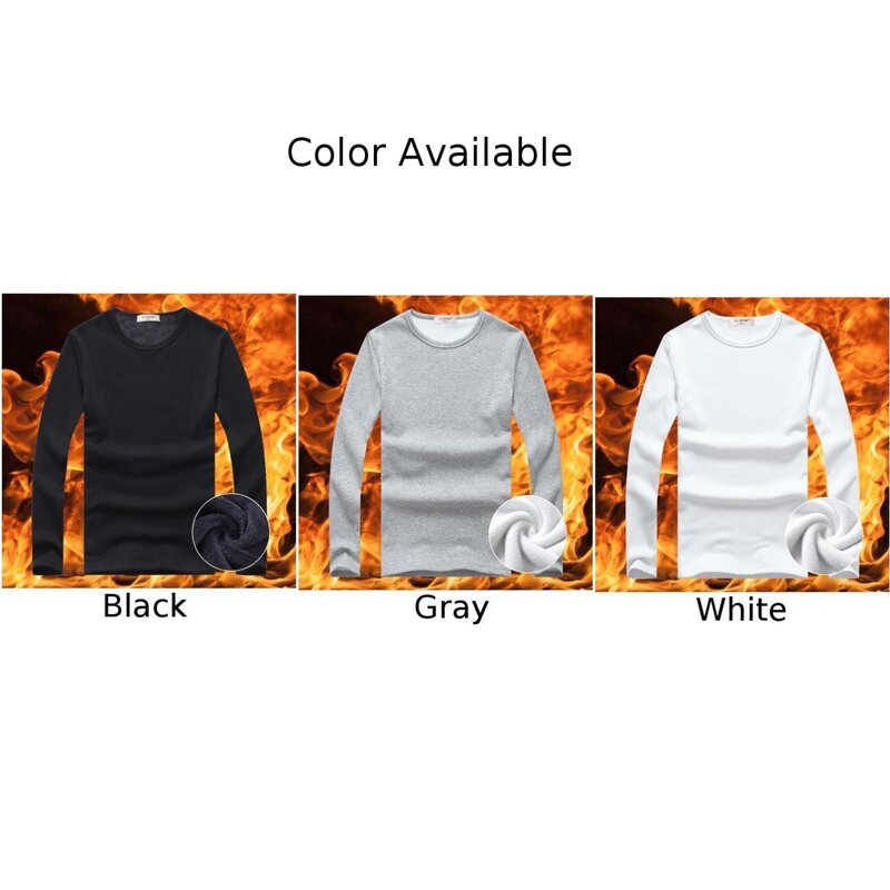 2023 Winter Men Thermal Underwear Tops Fleece Thickened T-Shirt Slim Bottom Warm Clothes  Pullover Long Sleeve Base Tee
