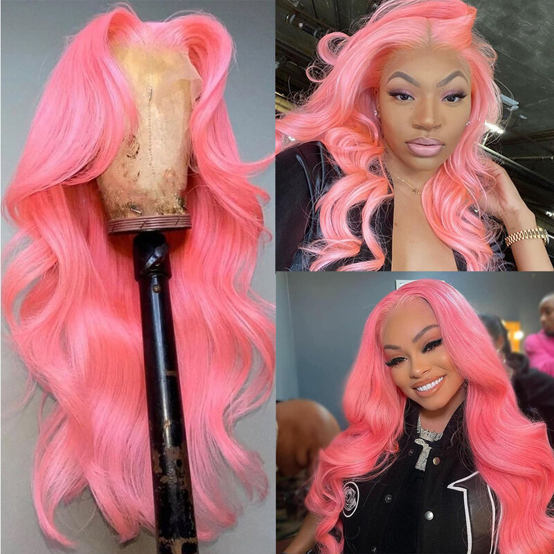 Pink Lace Front Wig Brazilian Body Wave Lace Closure Wigs For Women 613 Colored 13x4 HD Lace Frontal Blonde Human Remy Hair Wigs