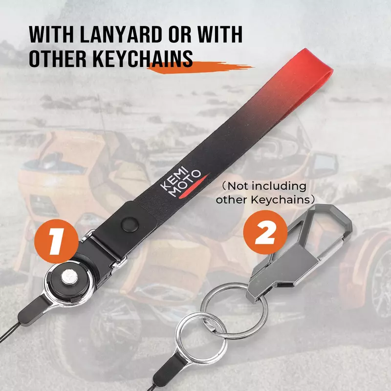 Kemimoto On-Road-Schlüssel halter mit Lanyard kompatibel mit Can-AM-Spyder rs rt rt st sts f3 2014-2016 schwarzer Kunststoff Aluminium