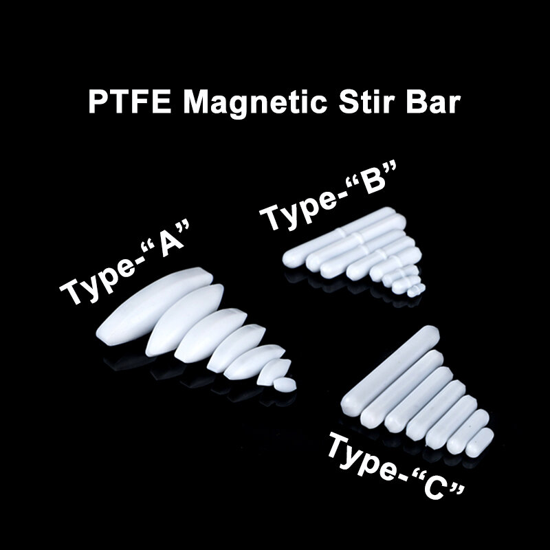 Misturador magnético PTFE Agitar Bar Spinbar liso resistente à corrosão Agitador biológico Agitador Bar Rod Pesquisa química, 5pcs