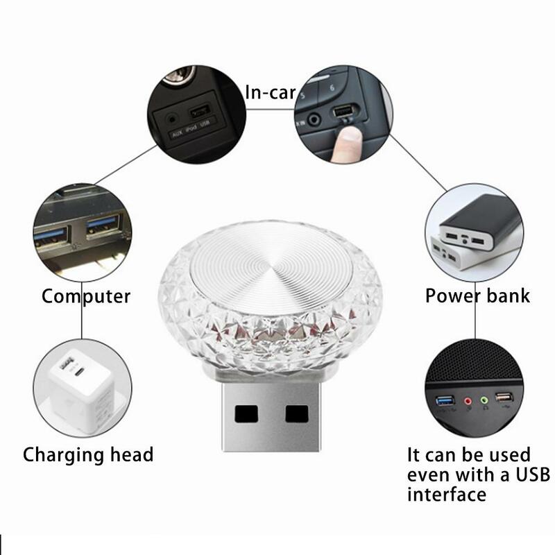 Carro Portátil USB Luz Ambiente, Mini LED, Lâmpadas Decorativas Atmosfera, Auto Interior, Meio Ambiente, Computador de Luz, Plug Play