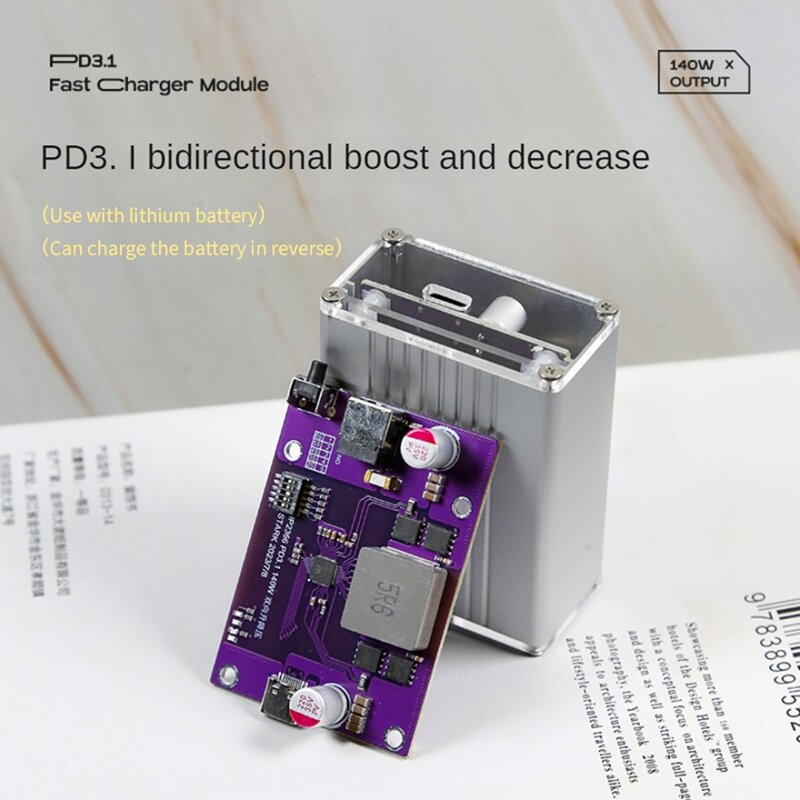 PD3.1 modul DIY Power Bank 140W, modul pengisian daya Cepat li-baterai tahan lama 2S/3S/4S/5S/6S dapat diganti IP2366