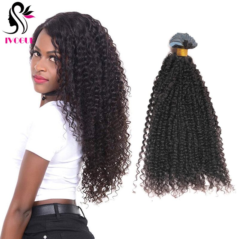 Cinta rizada Afro en extensiones de cabello humano 4B 4C, cinta Invisible adhesiva de trama de piel en cabello negro Natural para mujeres, 40 piezas